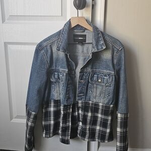 Fashion Nova Men's Plaid Denim Jacket